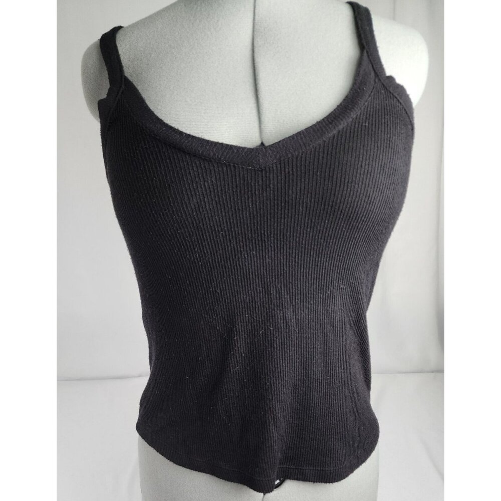 Intimately Free People Tank Top Womens SZ L Black Ribbed Fitter V Neck Minimal - Picture 1 of 5